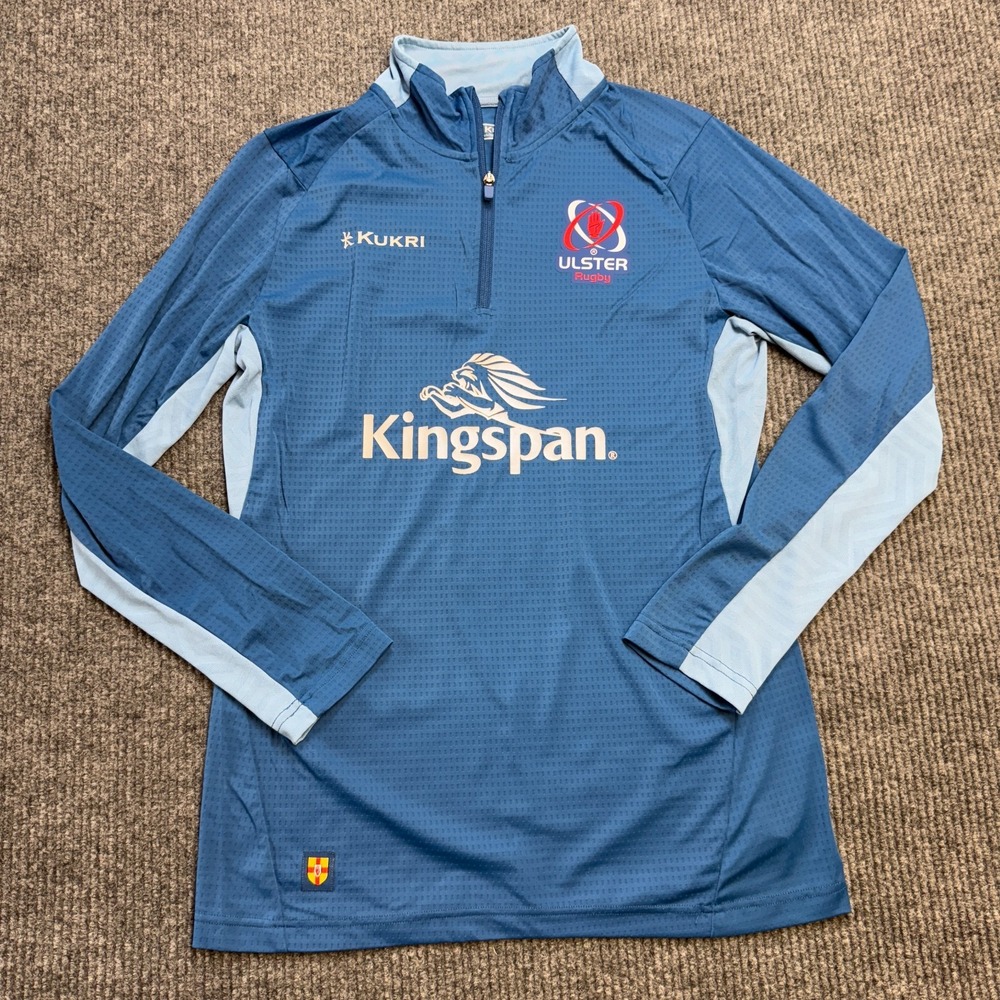 Ulster Rugby Shirt Mens Medium Blue Performance Training Top 1/4‎ Zip Kukri